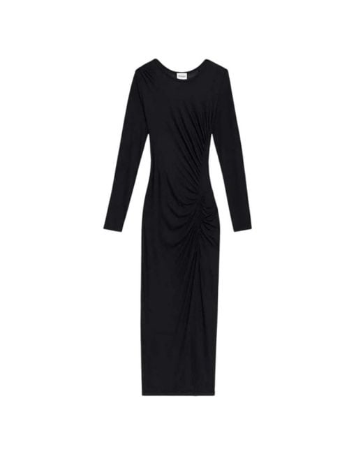 Isabel Marant Black Elegantes Gerafftes Jerseykleid Mit Schlitz