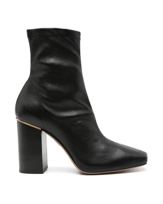 Chloé Black Schwarze leder-stiefeletten runde kappe