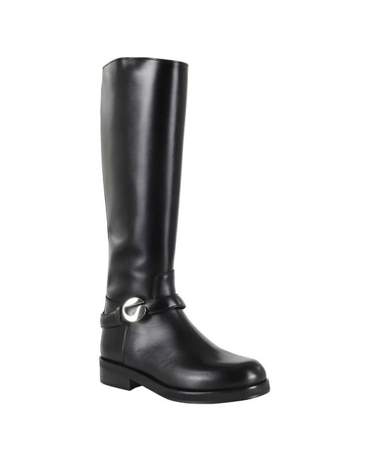 Coperni Schoenen ,Zwart ,Leer Zwarte Leren Cavalier Riem Laars in het Black