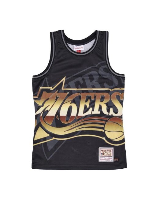 Mitchell & Ness Fitness ,Zwart ,Polyester Nba Big Face Tank Top in het Black voor heren