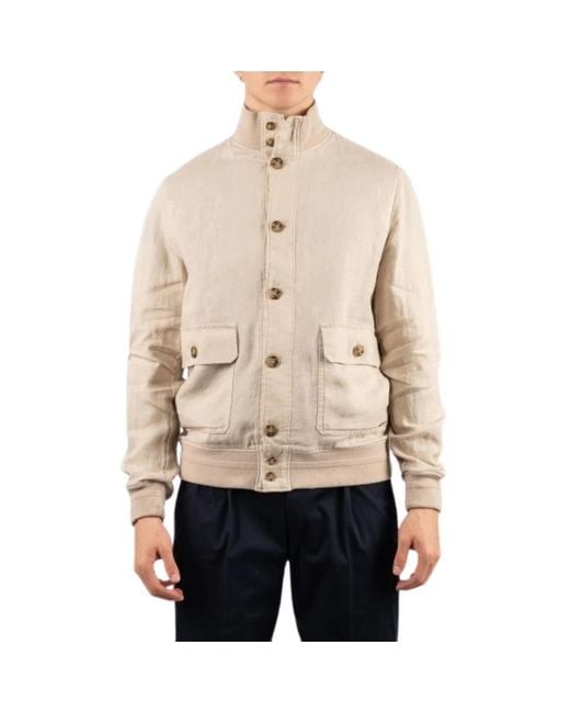 Brooksfield Jassen ,Linnen Ongevoerde Bomber Jacket in het Natural voor heren