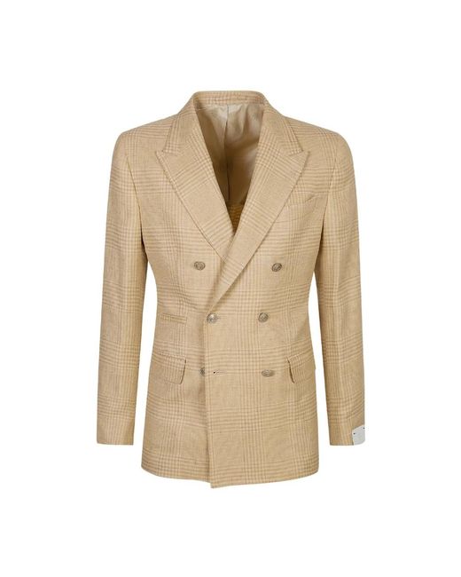 Eleventy Jassen ,Wol Double-Breasted Jacket in het Natural voor heren