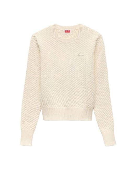 KENZO White Round-Neck Knitwear
