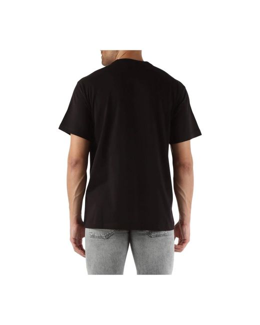 Versace Regular fit baumwoll-t-shirt mit fronttasche in Black für Herren