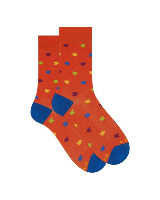 Gallo Kurze Baumwollsocken Für Herren Mit Farbenfrohem Kleinen Hahn-Motiv in Red für Herren