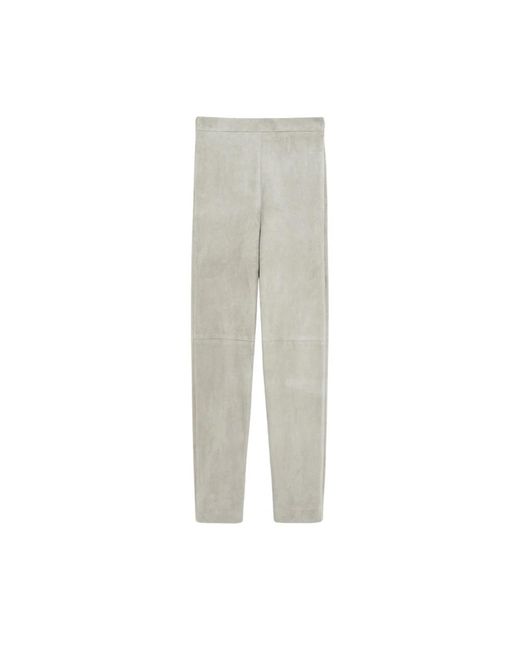 Max Mara Broeken ,Grijs ,Suède Luxe Suède Leggings Met Rits in het Gray