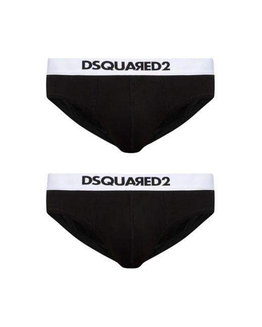 DSquared² Ondergoed ,Zwart ,Stijlvolle Slip Bi-Pack Ondergoed Set in het Black voor heren