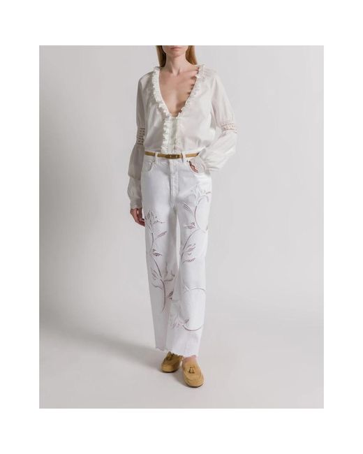 Alberta Ferretti White Cropped Trousers
