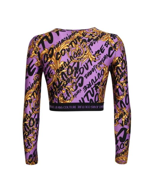 Versace Jeans Couture Purple Stilvolle multi t-shirts mit barockmuster