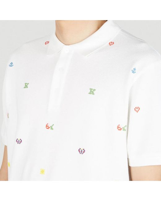 KENZO Grafisch besticktes Poloshirt in White für Herren