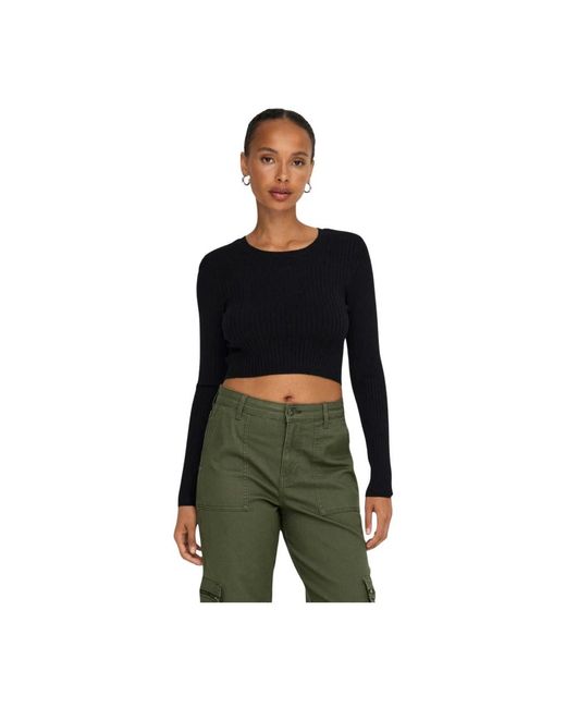 ONLY Karol Ls Crop Knit in het Black