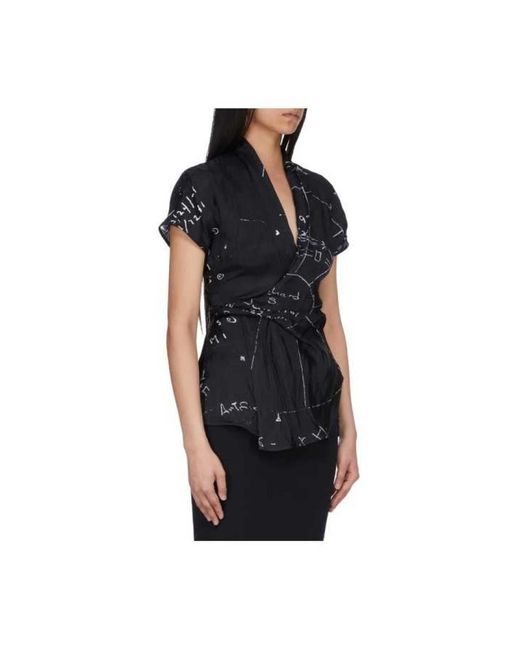Rick Owens Overhemden ,Veelkleurig ,Wrap Ss Top in het Black