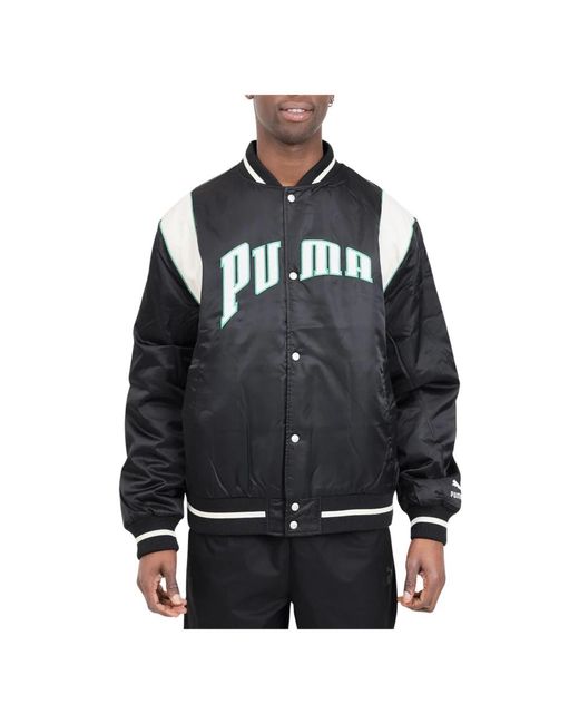 Giacca college nylon foderato automatici di PUMA in Black da Uomo