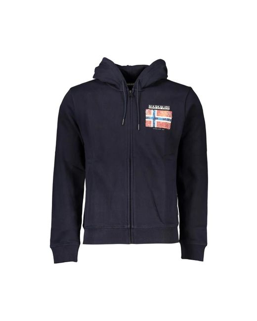 Napapijri Hoodies & Sweatvesten ,Blauw ,Katoen Blauwe Hoodie Van Katoen Voor Mannen in het Blue voor heren