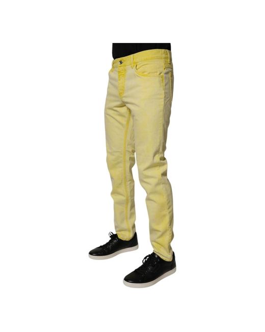 Dolce & Gabbana Yellow Slim-Fit Jeans for men