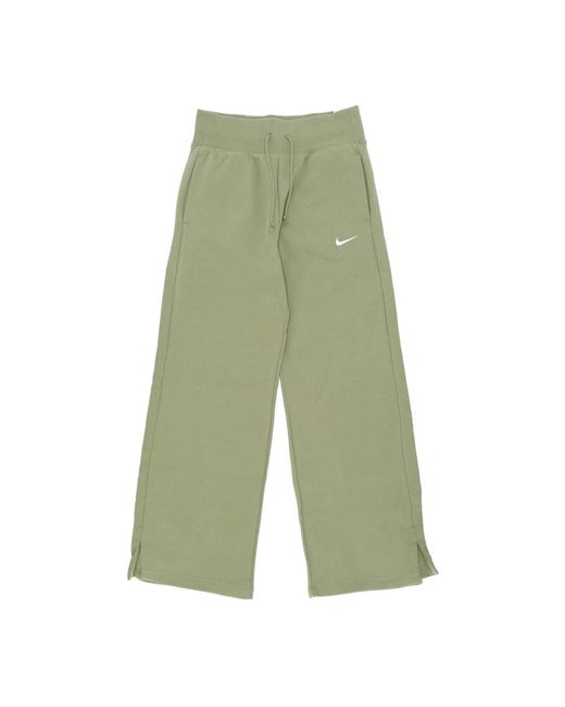 Nike Fitness ,Groen ,Katoen Fleece Wijde Broek Phoenix Alligator in het Green