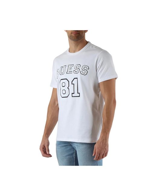 Guess Baumwolle logo regular fit t-shirt in White für Herren