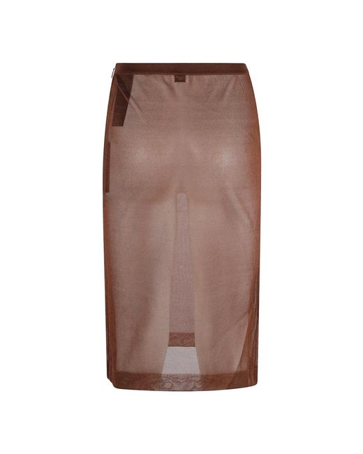 Midi Skirts Saint Laurent de color Brown