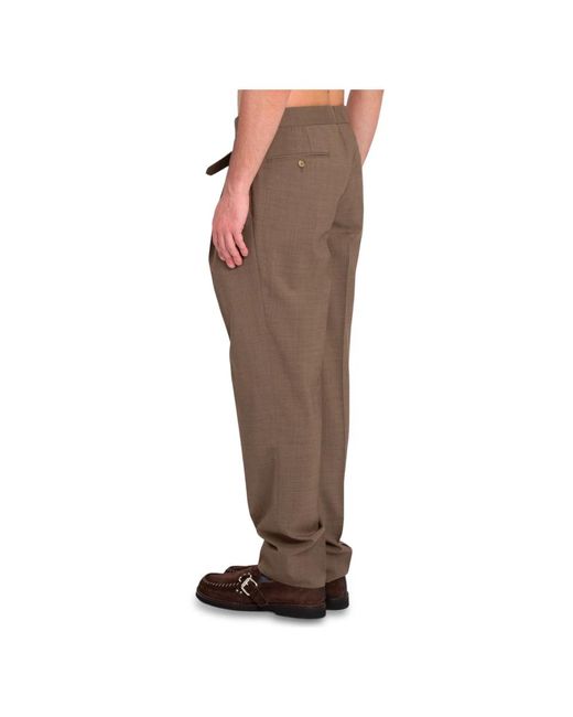 BRIGLIA Wool belt pants in Brown für Herren