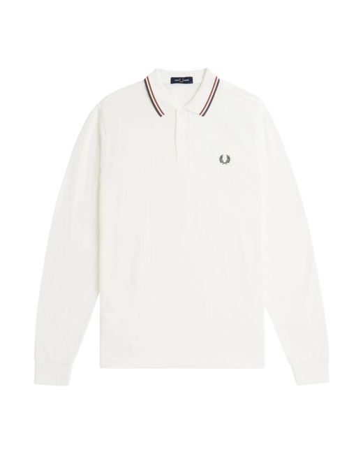 Fred Perry Tops ,Wit ,Katoen Witte Twin Tipped Polo Shirt in het White voor heren