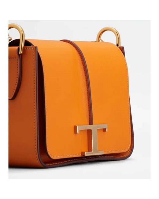 Tod's Orange Elegante cross body tasche mit zeitlosem metall-logo