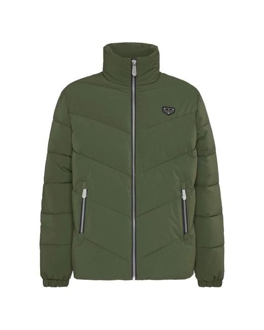 Philipp Plein Jassen ,Groen ,Nylon Gewatteerd Nylon Jack in het Green voor heren