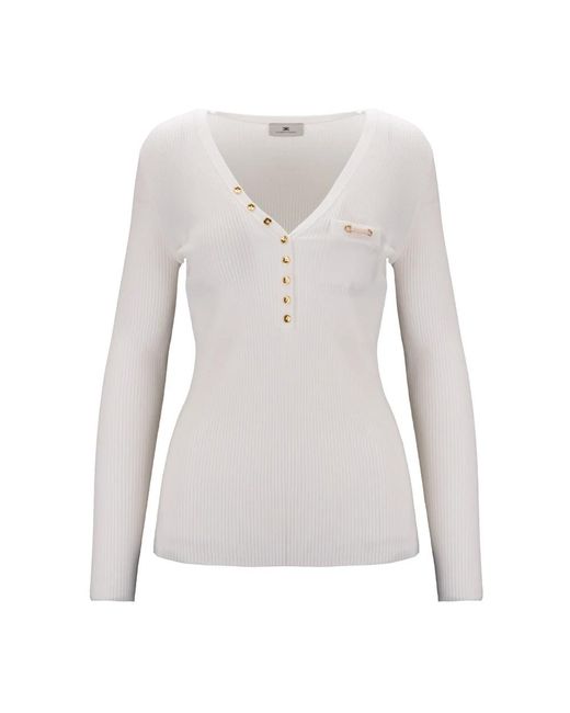 Elisabetta Franchi Gray V-Neck Knitwear