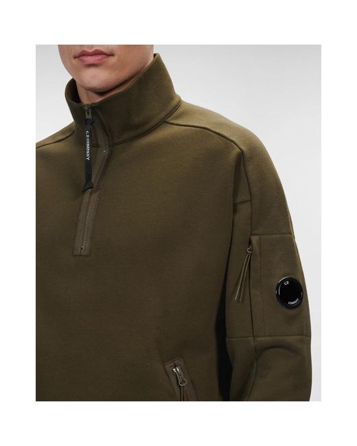 C P Company Diagonal raised fleece stehkragen sweatshirt in Green für Herren