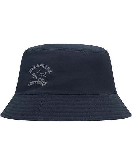 Paul & Shark Logo Detail Polyester Bucket Hat in Blue für Herren