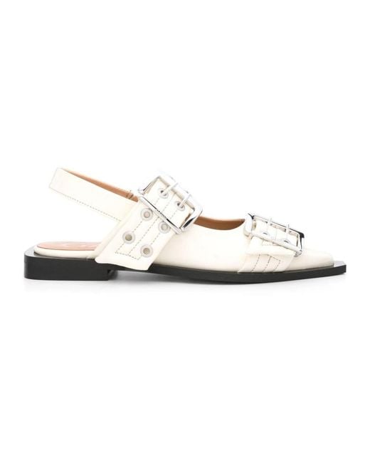 Ganni White Ballerinas