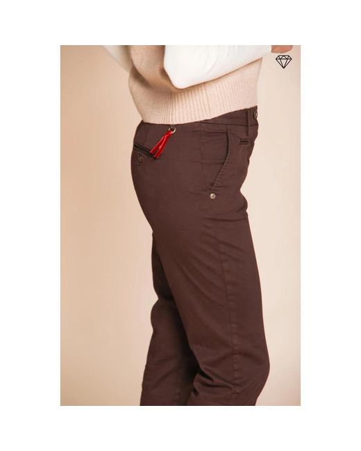 Mason's Broeken ,Bruin ,Katoen Slim Satin Chino Broek in het Red