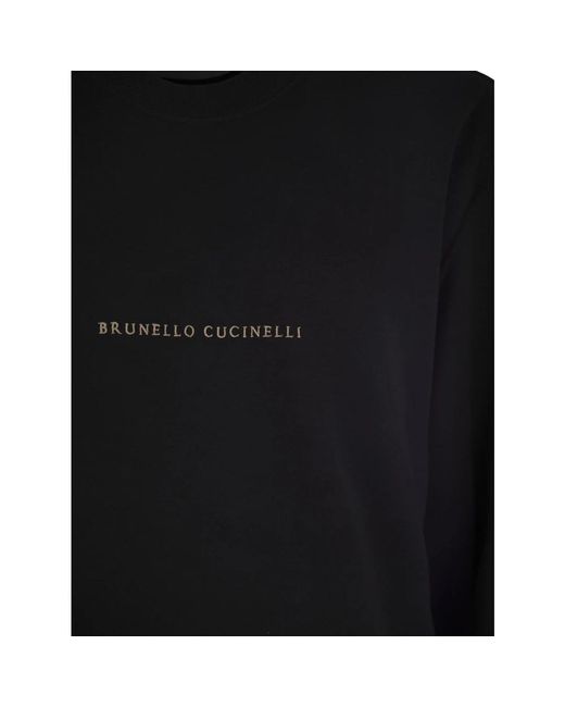 Brunello Cucinelli Baumwoll-fleece-oberteil mit rundhalsausschnitt,baumwoll-fleece-topwear mit rundhalsausschnitt in White für Herren