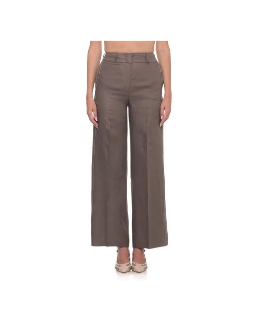 Peserico Brown Wide Trousers