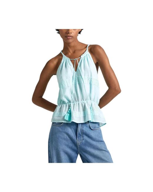 Pepe Jeans Blue Sleeveless Tops