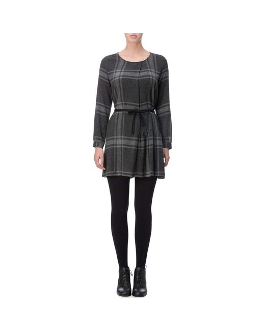 Woolrich Black Graues Gaze-Kleid Mit U-Ausschnitt