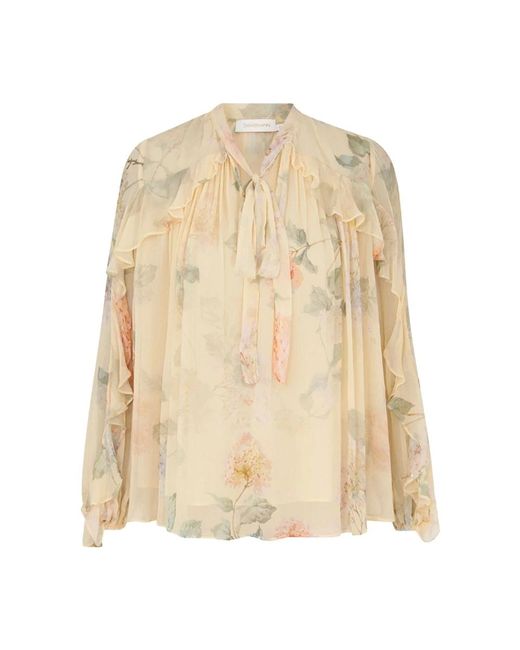 Zimmermann Top Met Bloemenprint En Ruches in het Natural