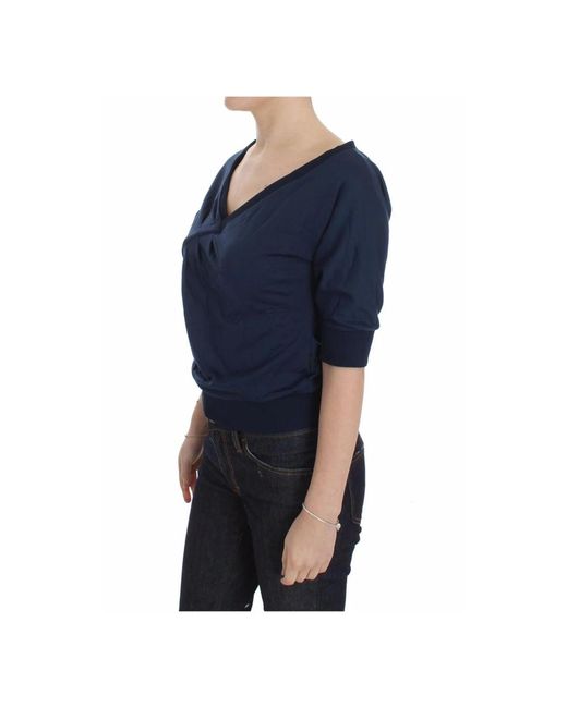 Exte Blue V-Neck Knitwear