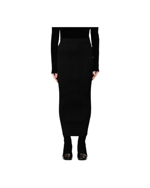 Balmain Ribgebreide Midi Rok in het Black