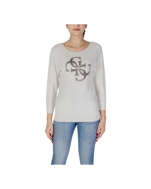Round-Neck Knitwear Guess de color Gray