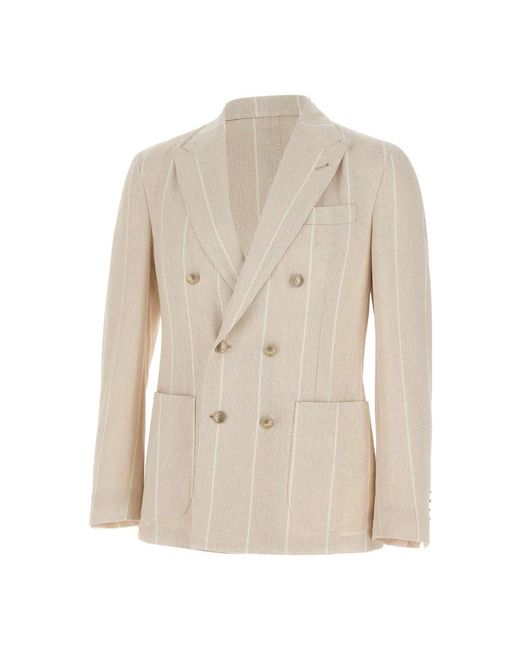 Eleventy Double-Breasted Blazer in het Natural voor heren