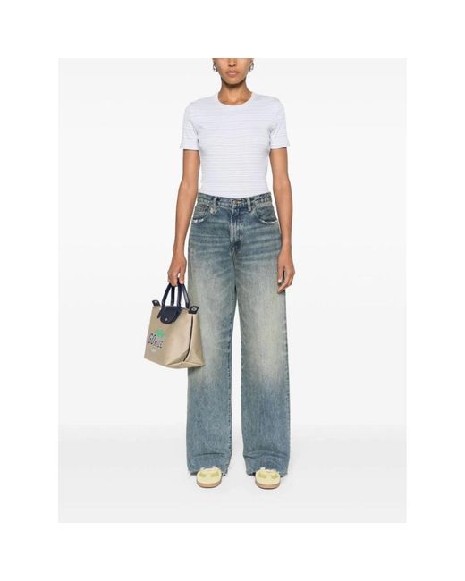 Filippa K Tops ,Blauw ,Katoen Gestreept Katoenen T-Shirt in het White