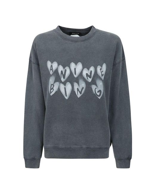 Anine Bing Gray Vintage Sweatshirt Mit Rippbündchen