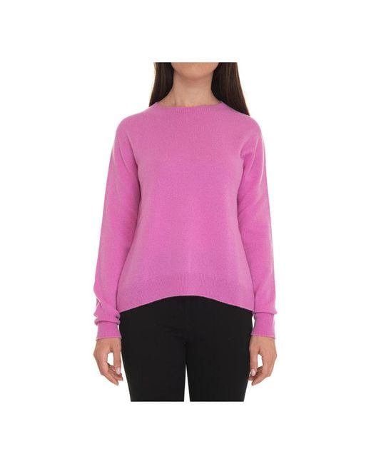 Vanisé Pink Kaschmir Flared Pullover Mit Rippstrick