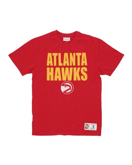 Mitchell & Ness Tops ,Rood ,Katoen Atlanta Hawks Nba Tee Legendary Collection in het Red voor heren