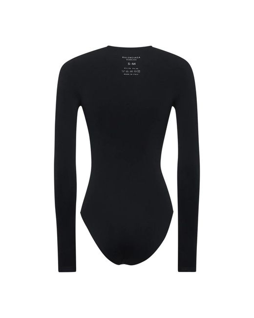Balenciaga Zwarte Naadloze Body Met Lange Mouwen in het Black