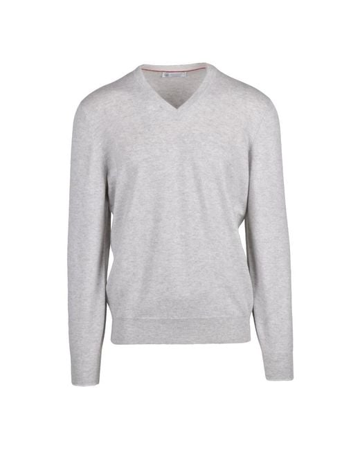 Brunello Cucinelli Pullover A V in het Gray voor heren