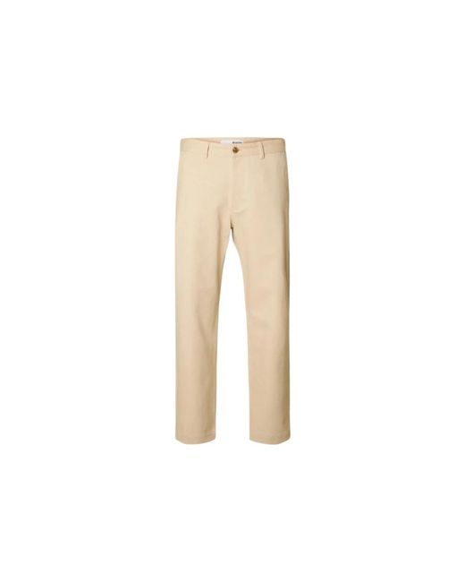 SELECTED Chino Broeken in het Natural voor heren