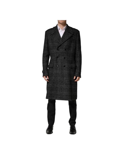 Dolce & Gabbana Black Double-Breasted Coats for men