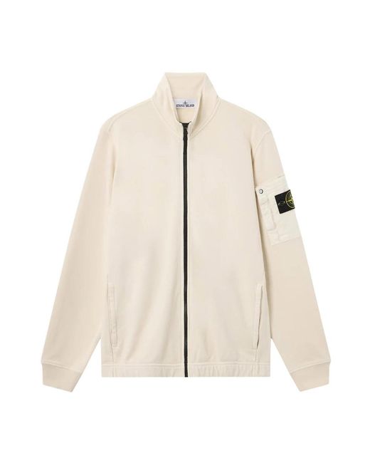 Stone Island Hoodies & Sweatvesten ,Wit ,Katoen Zip-Through Sweatshirt in het Natural voor heren