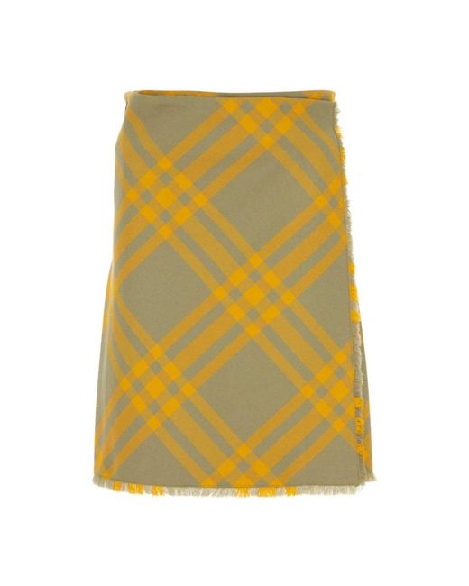 Burberry Geborduurde Zijden Rok in het Yellow